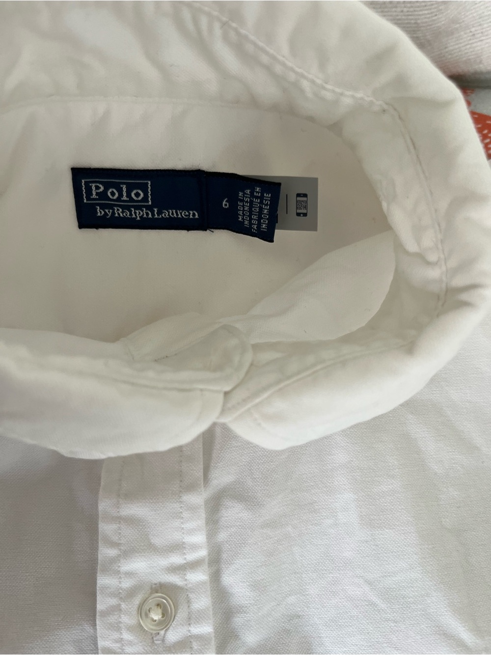 Polo Ralph Lauren White Button-Down Oxford Shirt, relaxed fit - Picture 3 of 4